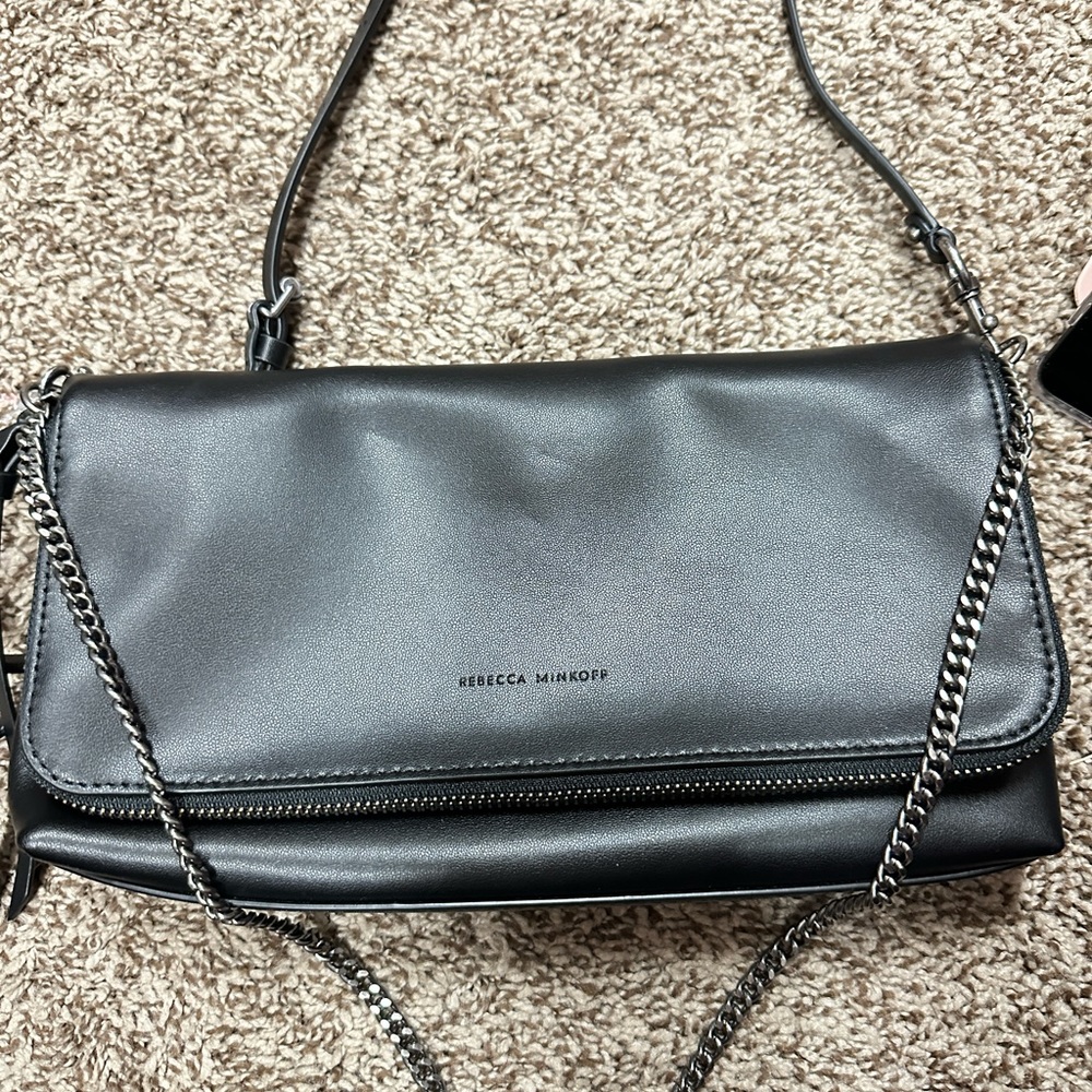 NWT Rebecca Minkoff black purse. Shoulder drop chain and cross body. Black